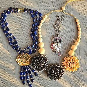 Necklace bundle of 3 oversized, decorative & handmade office necklaces